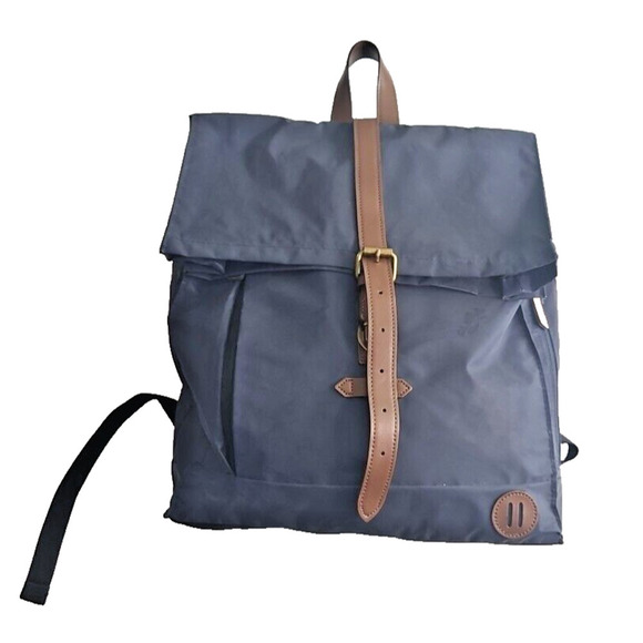 Modischer Rucksack Leather Trim Vinyl Body Blue and Brown - Picture 1 of 11